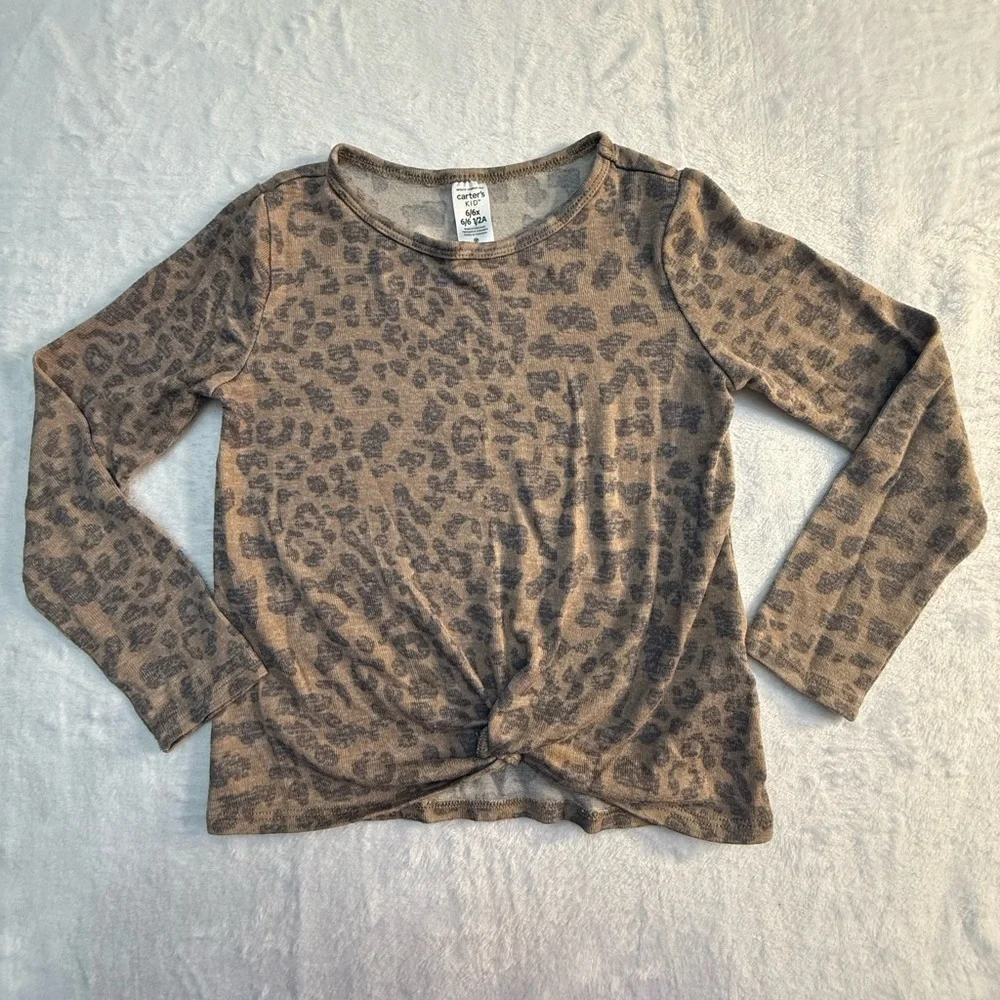 Carter's Leopard Print Kids' Long Sleeve Shirt Size 6/6X